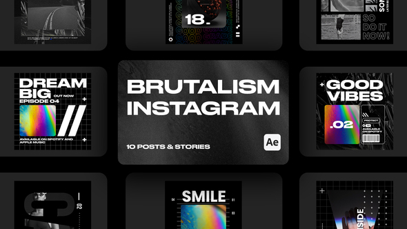 Brutalism Style Instagram Posts & Stories for After Effects alt