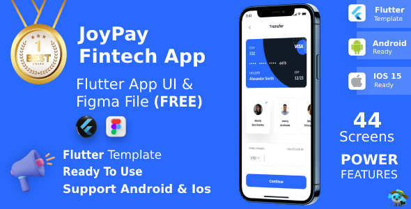 JoyPay ANDROID + IOS + FIGMA | UI Kit | Flutter | Fintech - Finance & Banking App UI Kit