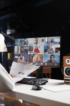 People participate in a video conference