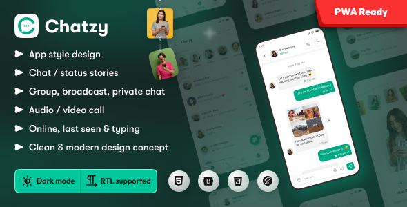 Chatzy - Chat , Message Mobile App PWA Template
