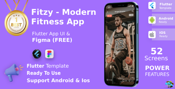 Modern Fitness App | Flutter Template | Figma FREE | Life Time Update | Fitzy