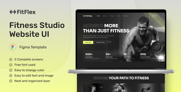 FitFlex - Fitness Studio Website Figma Template