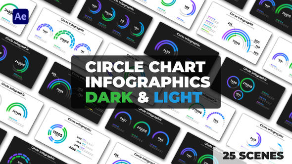 Circle Chart Infographics | Dark and Light Themes