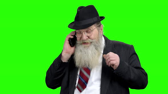 Salesman Negotiating on Phone Green Screen