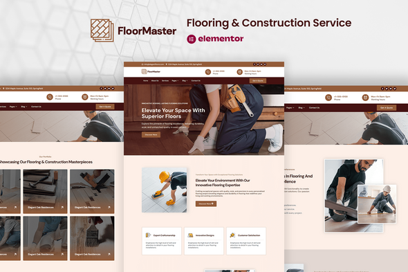 FloorMaster - Flooring & Construction Service Elementor Pro Template Kit