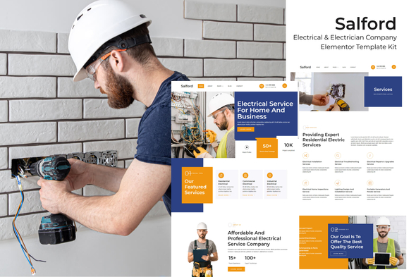 Salford - Electrical & Electrician Service Company Elementor Pro Template Kit