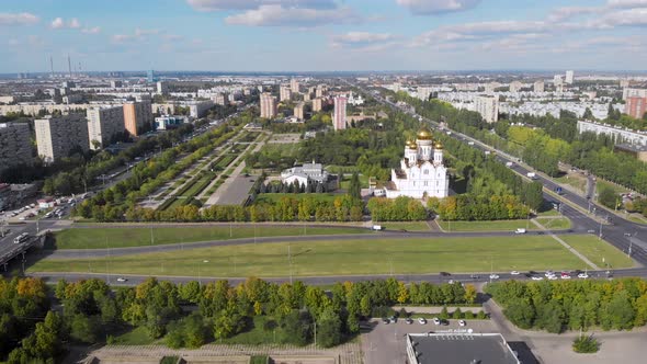 Aerial View. A Sleeping Area of an Industrial City in Russia. A Large Number of Similar Panel Houses