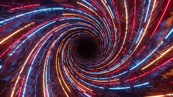 Colorful Time Space Warp Wormhole, Science Fiction Background