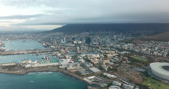 Aerial View of Cape Town Western Cape South Africa with Cape Peninsula Green Point V and A