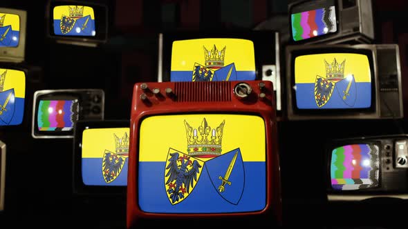 Flag of Essen, Germany, on Retro TVs.