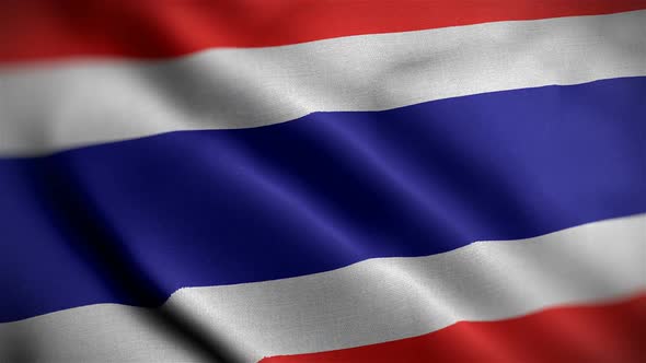 Thailand Flag Closeup Blowing In Wind