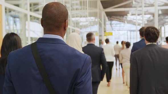 Delegates arriving at a business convention