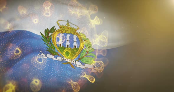 San Marino Flag With Corona Virus Bacteria