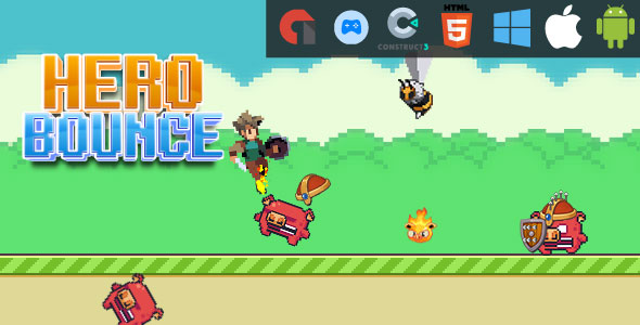 Hero Bounce - HTML5 Game - Web, Mobile and FB Instant games(C3p and HTML5)