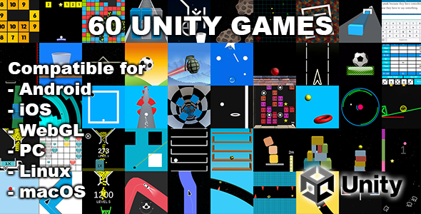 60 Unity Games Bundle - Various genres - puzzle, casual, retro, survival, platformer