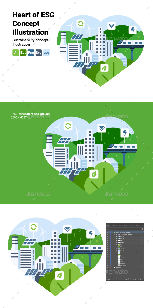 Heart of ESG Concept Illustration