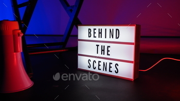Behind the scenes letterboard text on Lightbox or Cinema Light box.