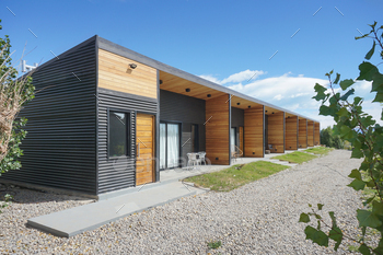 Wooden airbnb house in the countryside