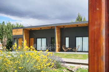 Wooden airbnb house in the countryside