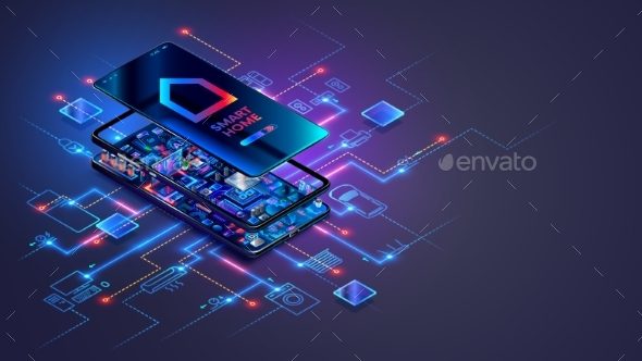 Smart Home Iot System Technology Isometric Concept