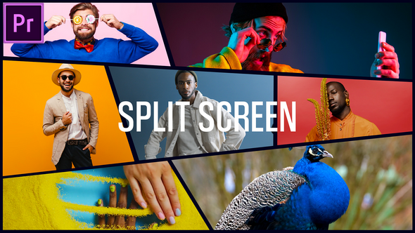 Stylish Split Screen Intro Opener | Multiscreen Slideshow MOGRT for Premier Pro