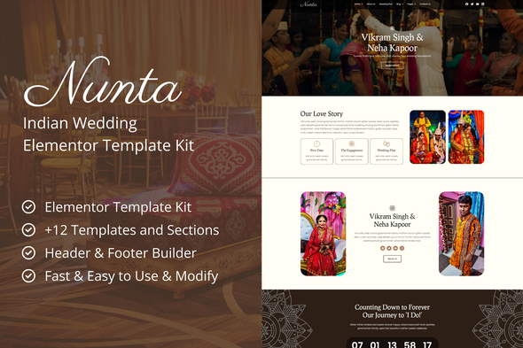 Nunta - Cultural Wedding Elementor Template Kit
