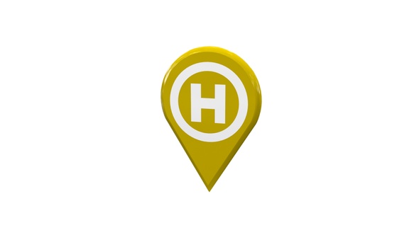 Map Location Pin With Hospital Icon Yellow V4