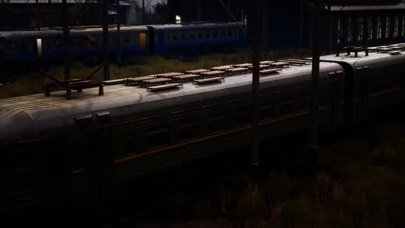 Cargo Trains in Old Train Depot Left to Be Rusted