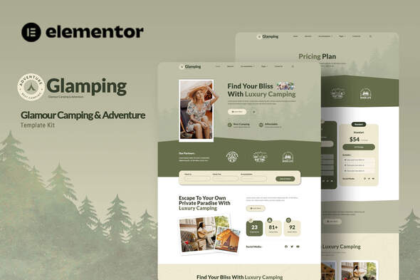 Glamping - Glamour Camping & Adventure Elementor Template Kit