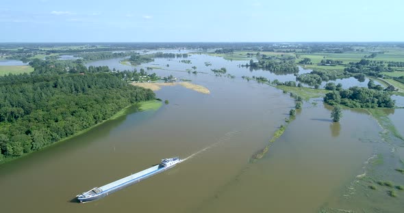 Aerial view of river IJssel, Veessen, The Netherlands.