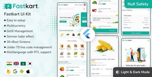 Grocery & Vegetables eCommerce Flutter App Template - Fastkart
