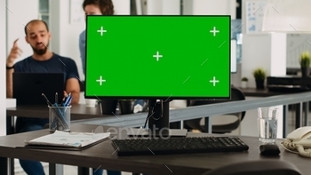 Computer desktop with greenscreen