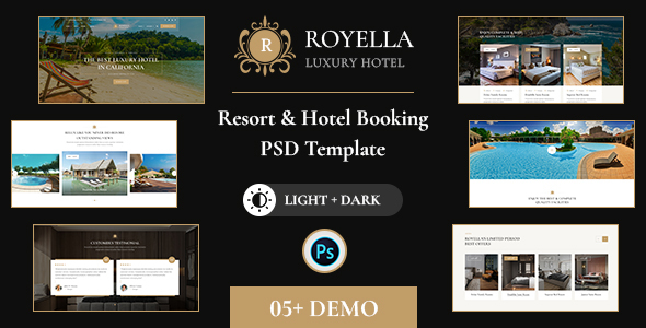 Royella – Resort and Hotel Boking PSD Template