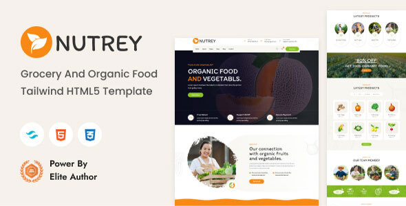 Nutrey – Grocery and Organic Food Tailwindcss HTML Template