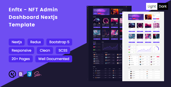 Enftx -  NFT Admin Dashboard Nextjs Template + Dark & Light