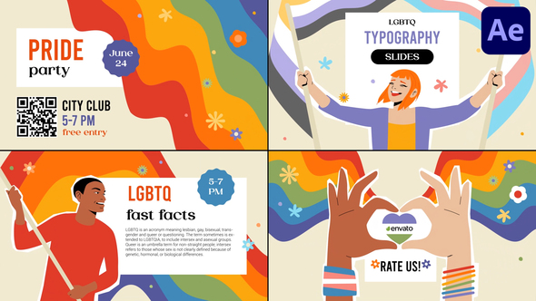 LGBTQ Typography Slides for After Effects