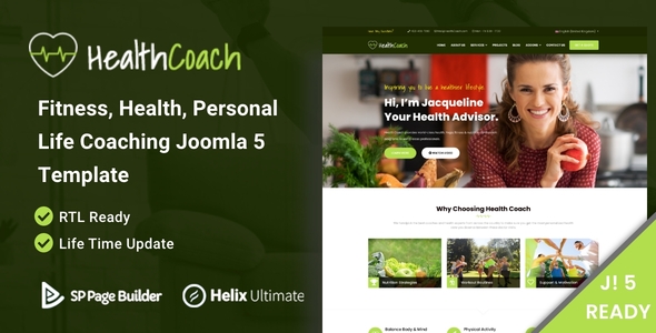 Health Coach - Joomla 5 Template for Fitness, Health, Personal Life Coaching