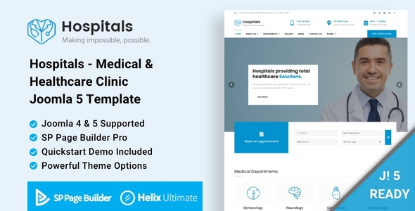 Hospitals - Medical & Healthcare Clinic Joomla 5 Template