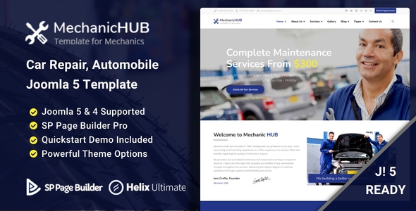 Mechanic Hub - Auto Mechanic & Car Repair Joomla 5 Template