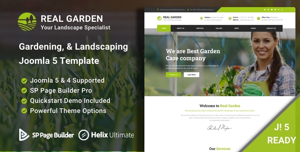 Real Garden - Gardening, Lawn and Landscaping Joomla 5 Theme