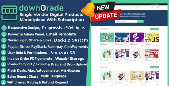 downGrade - Single Vendor Digital Marketplace With Subscription