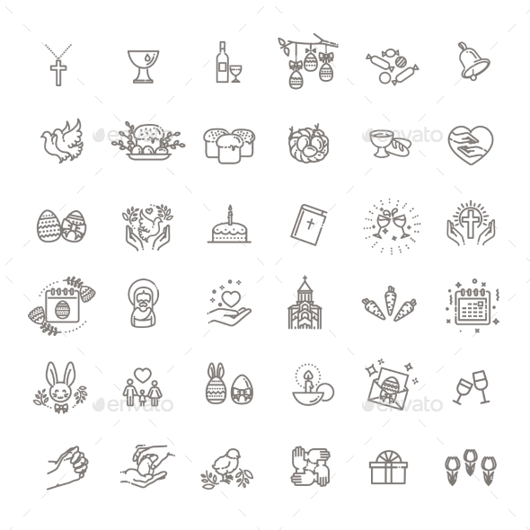Easter Icons Set