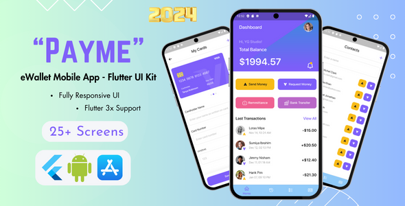 PayMe v1.2 - eWallet Mobile App | Flutter UI Kit Only