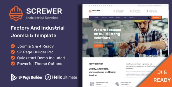 Screwer - Factory and Industrial Business Joomla 5 Template