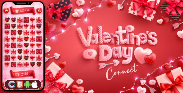 Valentine Connect - HTML5 Game, Construct 3