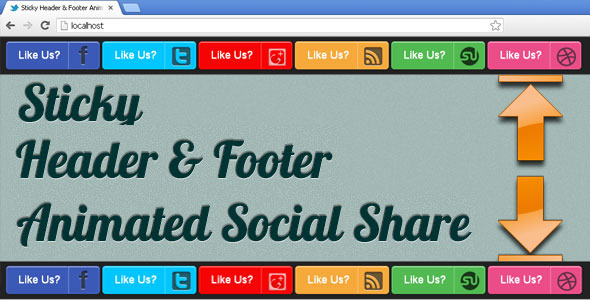 Sticky Header & Footer Animated Social Share