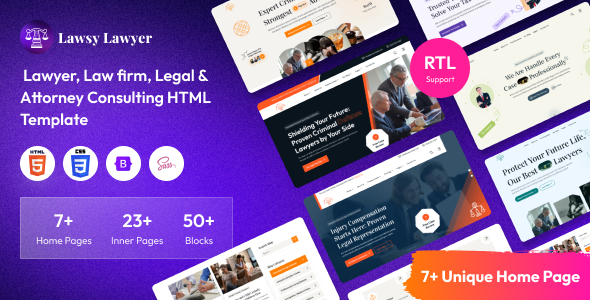 Lawsy - Lawyer, Law firm, Legal & Attorney Consulting HTML Template