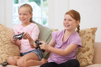 Gaming with her sister