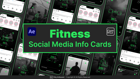 Fitness Social Media Info Cards For After Effects