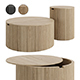 Modern Round Wood Coffee Table Set by Homary - 3DOcean Item for Sale
